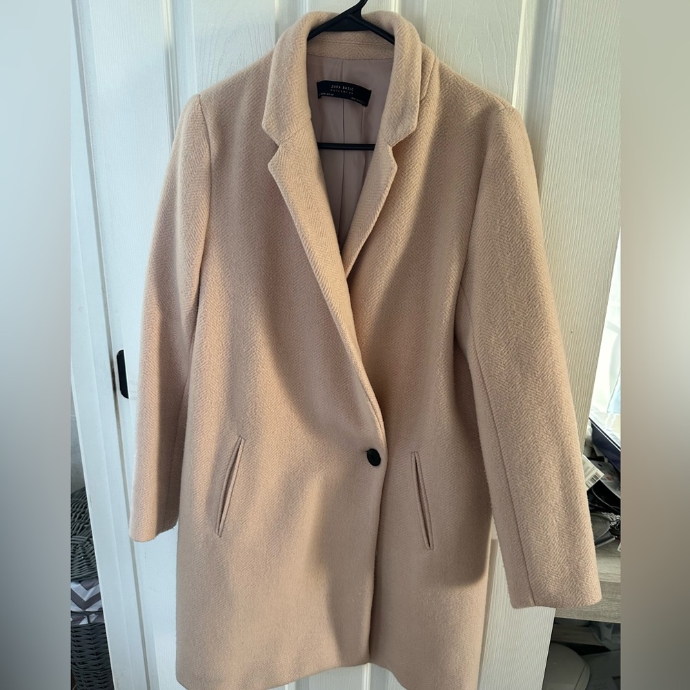 Zara pea coat pink